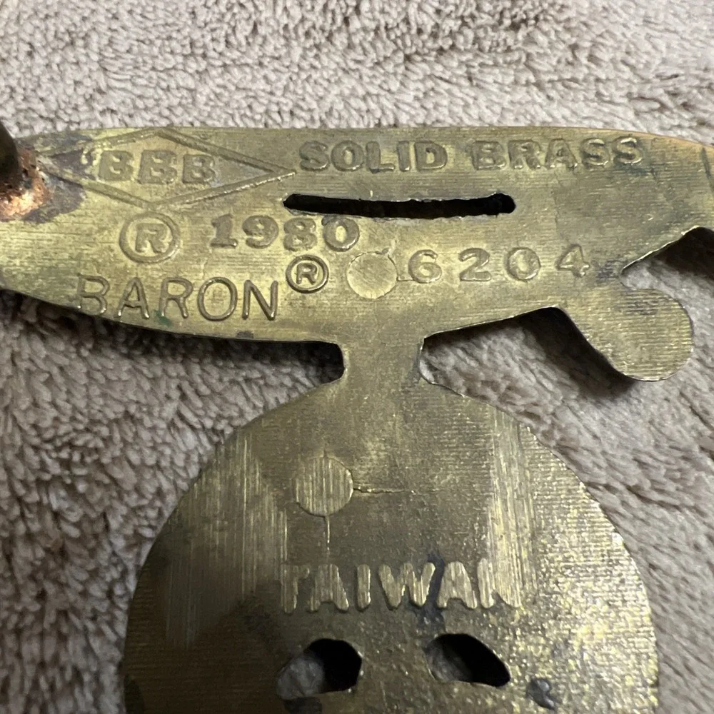 Vintage 1980 Shriners Mason Crescent Scimitar Solid Brass Belt Buckle Baron 6204